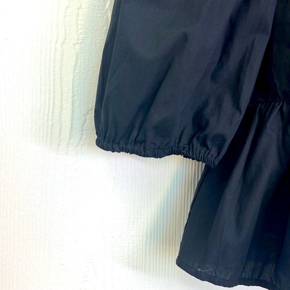 H&M - NWT Black Cotton Ruffle Open Tie Back Blouse Size XS - Picture 7 of 13